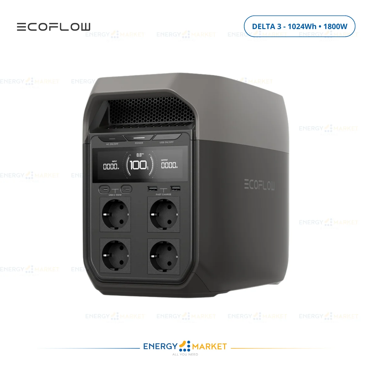 EcoFlow DELTA 3 – Station électrique portable 1024Wh, 1800W, recharge ultra-rapide 56 min