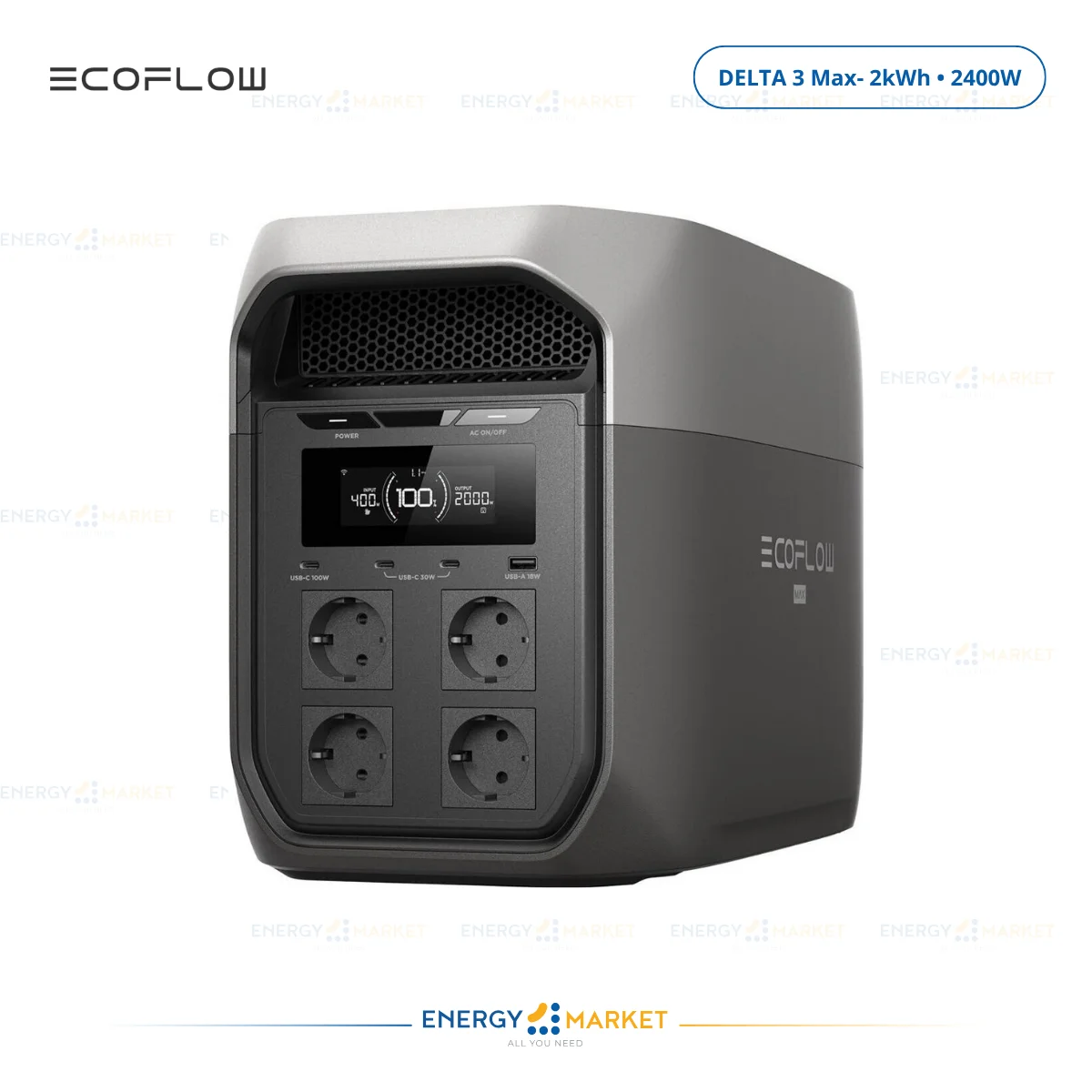 EcoFlow DELTA 3 Max – Station électrique portable 2048Wh, 2400W, recharge ultra rapide 53 min